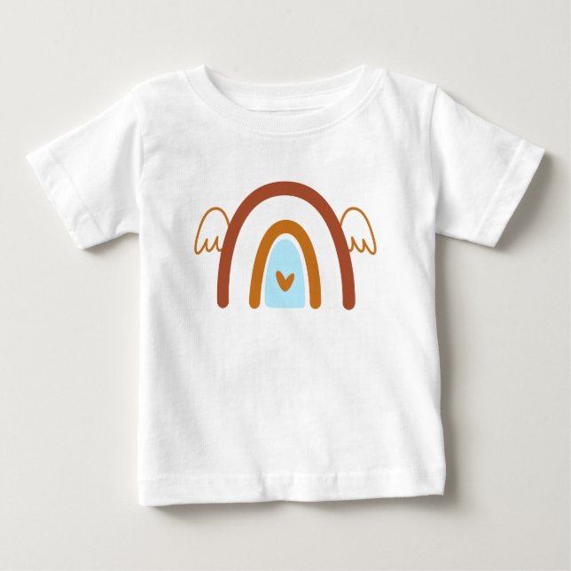 Camiseta Para Bebê Arco-íris Cute Boho com Nome Personalizado (Frente)