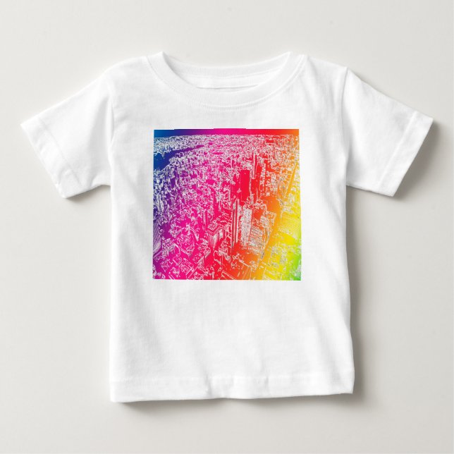 Camiseta Para Bebê Arco-íris de Manhattan (Frente)