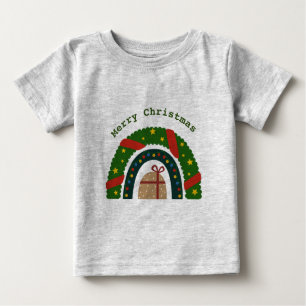 Camiseta Para Bebê Arco-Íris De Natal Com Presente