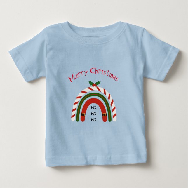 Camiseta Para Bebê Arco-Íris de Natal Deixe nevar (Frente)