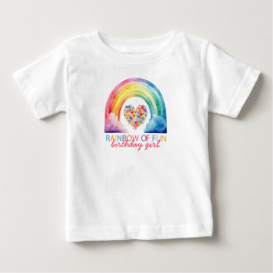 Camiseta Para Bebê Arco-Íris de Noite de Coração Floral na Nuvem Dive