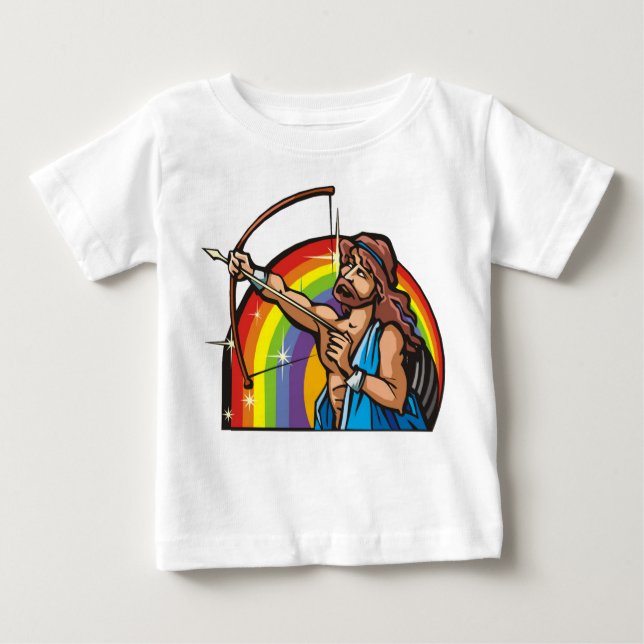 Camiseta Para Bebê Arco-íris dos anos 80 com Sagittarius Archer (Frente)