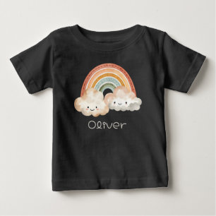 Camiseta Para Bebê Arco-Íris e Nuvens Cutas Personalizados