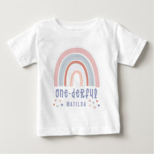 Camiseta Para Bebê Arco-íris e primeiro aniversario cardíaco personal