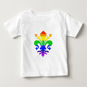 Camiseta Para Bebê Arco-Íris Estilizado Fleur de Lis