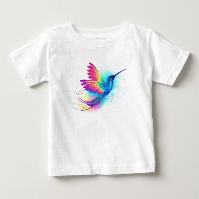 Camiseta Para Bebê Arco-Íris Exótico Hummingbird (Frente)