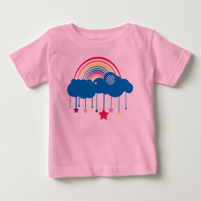 Camiseta Para Bebê Arco-íris nas Nuvens (Frente)
