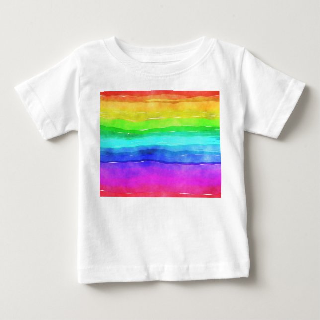 Camiseta Para Bebê Arco-Íris Pintado (Frente)