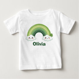 Camiseta Para Bebê Arco-íris Verde do Dia de São Patrício Kawaii