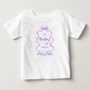 Camiseta Para Bebê Arco Roxo de Aniversário Qualquer Idade