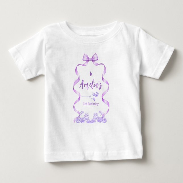 Camiseta Para Bebê Arco Roxo de Aniversário Qualquer Idade (Frente)