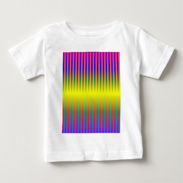 Camiseta Para Bebê Arcos de chuva escuros e leves (Stripes) (Frente)