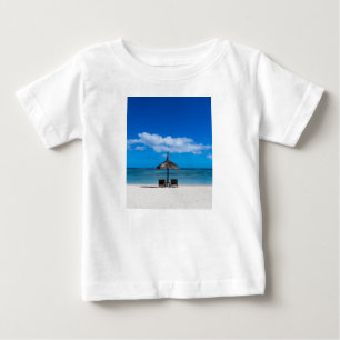 Camiseta Para Bebê Areia branca praia de Flic en Flac Maurícia overl