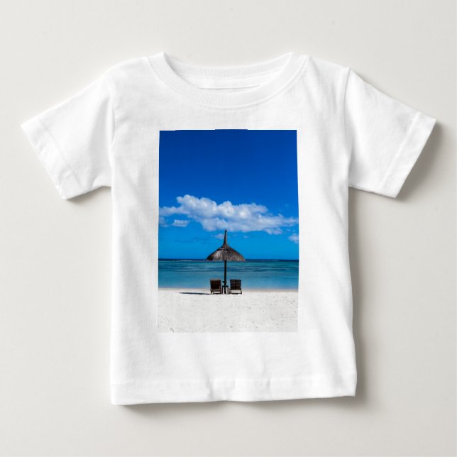Camiseta Para Bebê Areia branca praia de Flic en Flac Maurícia overlo (Frente)