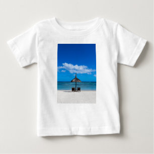 Camiseta Para Bebê Areia branca praia de Flic en Flac Maurícia overlo