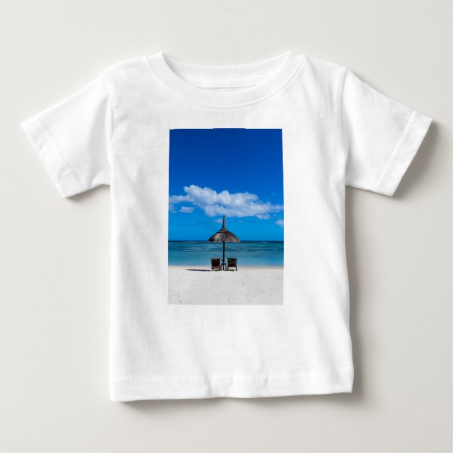 Camiseta Para Bebê Areia branca praia de Flic en Flac Maurícia overlo (Frente)