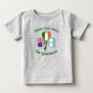 Camiseta Para Bebê Argentina EUA Irlanda Flagres Shamrock Seu Nome