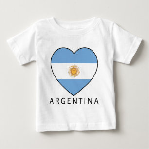 Camiseta Para Bebê Argentina Heart Flag Soccer