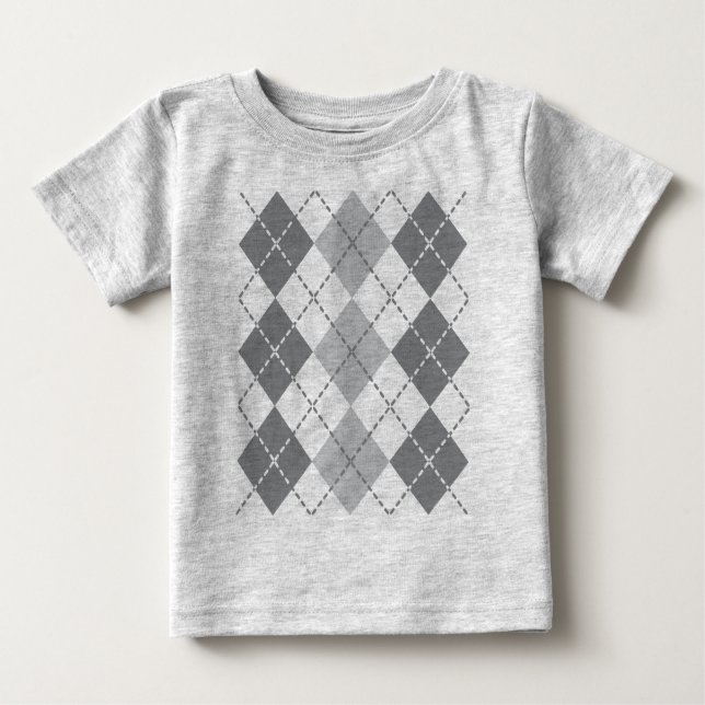 Camiseta Para Bebê Argyle cinzento (Frente)