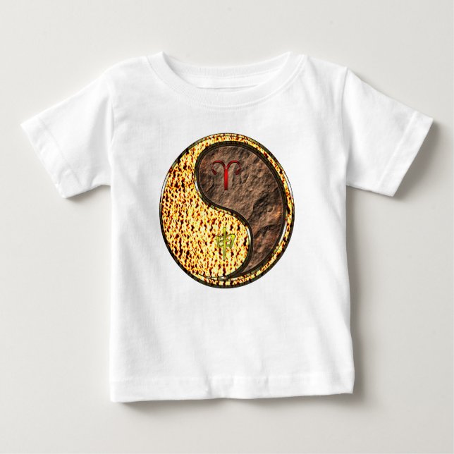 Camiseta Para Bebê Áries & Macaco de Terra (Frente)