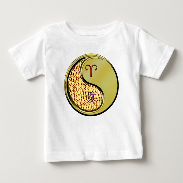 Camiseta Para Bebê Áries & Porco de Metal (Frente)