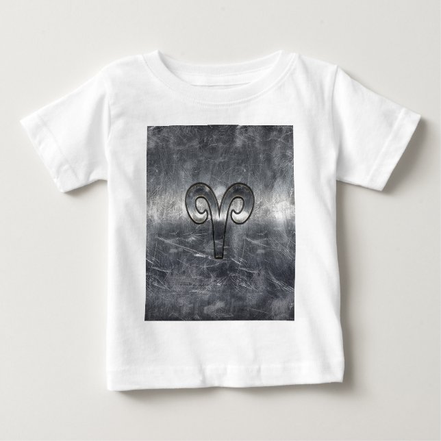 Camiseta Para Bebê Aries Símbolo Zodiac Estilo Industrial (Frente)