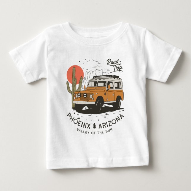 Camiseta Para Bebê Arizona Desert Sunset Road Trip Cactus Phoenix (Frente)
