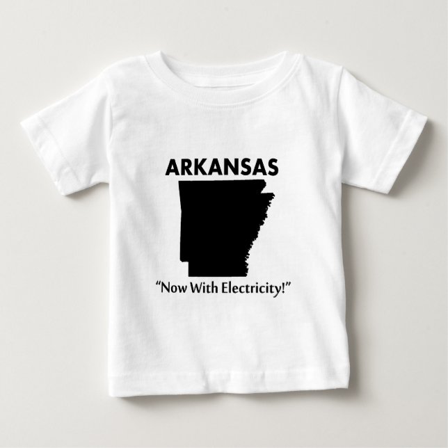 Camiseta Para Bebê Arkansas - Agora Com Eletricidade (Frente)