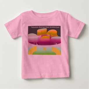 Camiseta Para Bebê Arquitetura Neon Abstrata Futurista