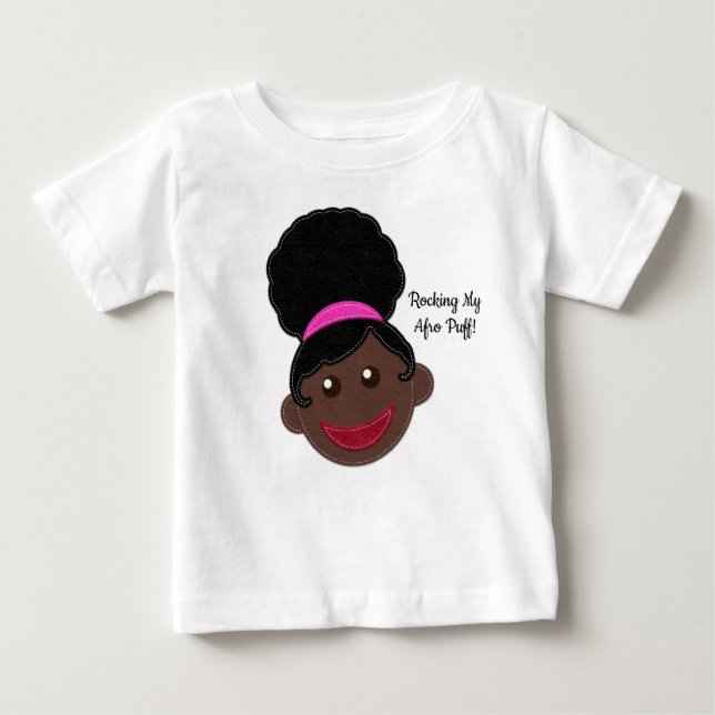 Camiseta Para Bebê Arrancando Meu Puff Afro! Cabelo para crianças nat (Frente)