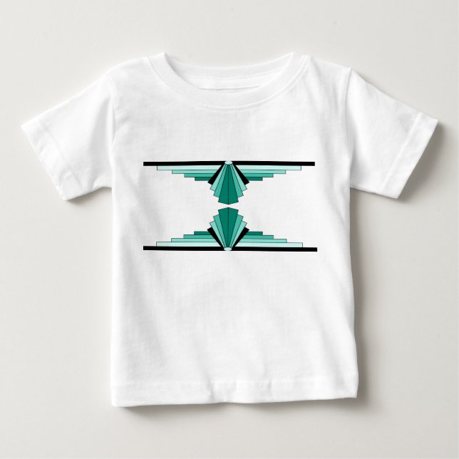Camiseta Para Bebê Art Deco Pattern in Green (Frente)