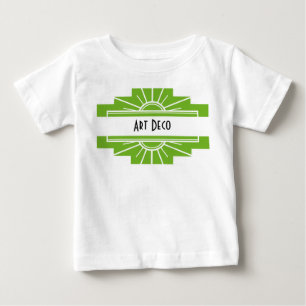 Camiseta Para Bebê Art Deco Sunburst Padrão em Branco e Limão Baby T