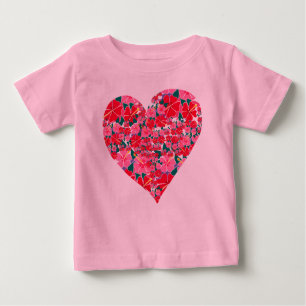 Camiseta Para Bebê Art Top: Coração de Hibiscus. Bebê