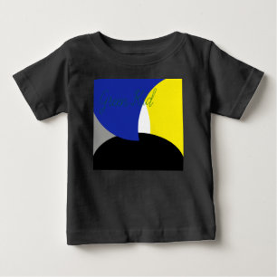 Camiseta Para Bebê Arte abstrata azul e amarelo
