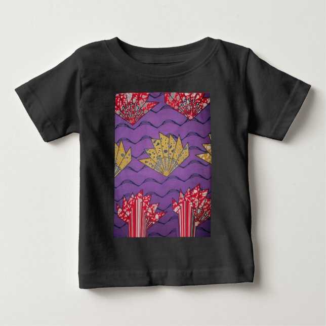 Camiseta Para Bebê Arte abstrato africana: Ondas de Paixão Roxas (Frente)
