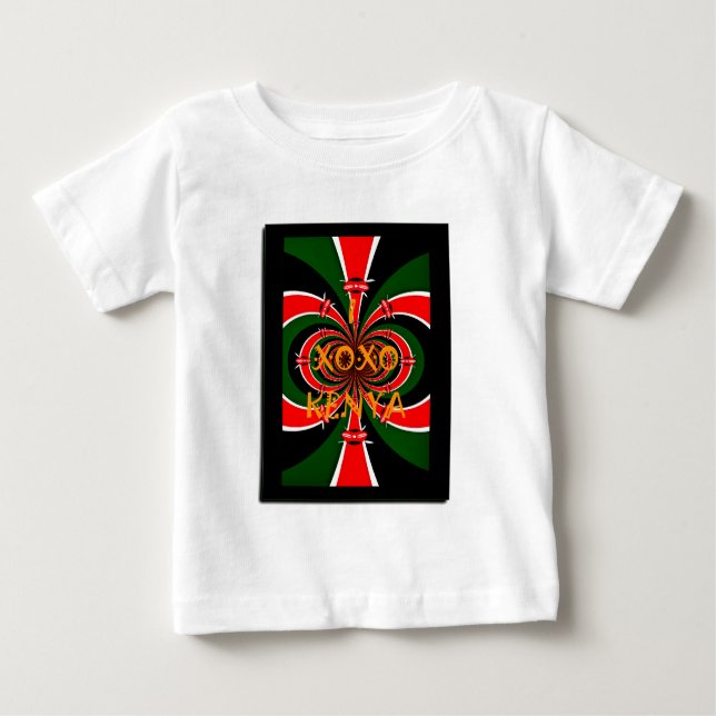 Camiseta Para Bebê Arte Abstrato de Bandeira do Quênia inspirada na Á (Frente)