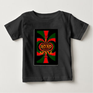 Camiseta Para Bebê Arte Abstrato de Bandeira do Quênia inspirada na Á