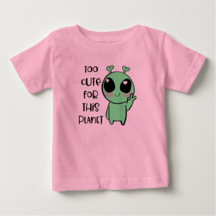 Camiseta Para Bebê Arte Alienígena Kawaii Muito Bonita Para Este Plan