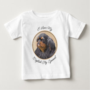 Camiseta Para Bebê Arte Animal Original Pintura Inglesa Toy Spaniel