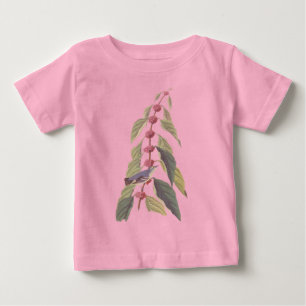 Camiseta Para Bebê Arte azul esverdeado do vintage de Audubon do