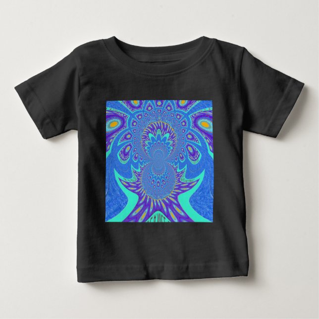 Camiseta Para Bebê Arte azul moderna (Frente)