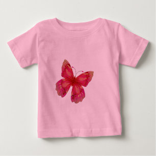 Camiseta Para Bebê Arte bonito da borboleta rosa Vintage