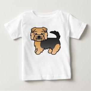 Camiseta Para Bebê Arte Caricatural Negra E Tan Norfolk Terrier