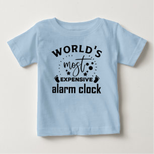 Camiseta Para Bebê Arte com palavras de relógio despertador caro de m