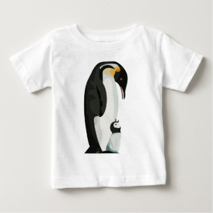 Camiseta Para Bebê Arte da ligação entre pais e filhotes de pinguim