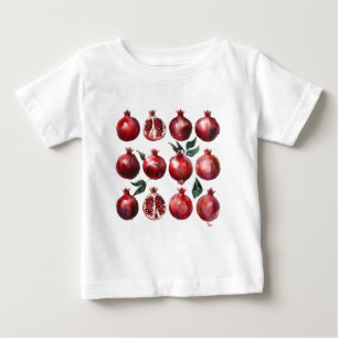 Camiseta Para Bebê Arte de Aquarela de Romã