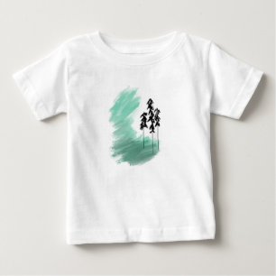 Camiseta Para Bebê arte de árvore verde escandinava simples moderno m