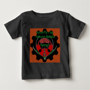 Camiseta Para Bebê Arte de Bandeira do Quênia - Hakuna Matata Patriót