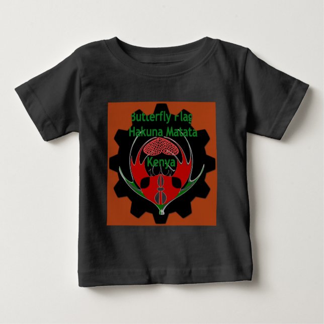 Camiseta Para Bebê Arte de Bandeira do Quênia - Hakuna Matata Patriót (Frente)