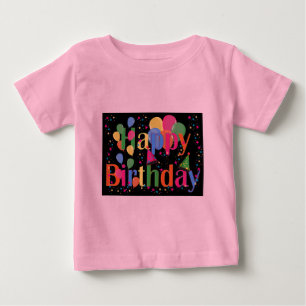 Camiseta Para Bebê Arte de Celebração de Aniversário de Nome Personal